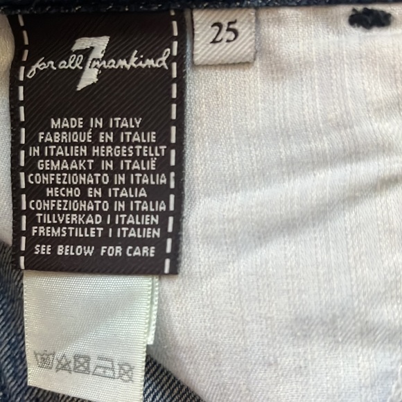 7 for all Mankind Denim short Pencil Skirt with slit size 25 made in Italy - Picture 2 of 7